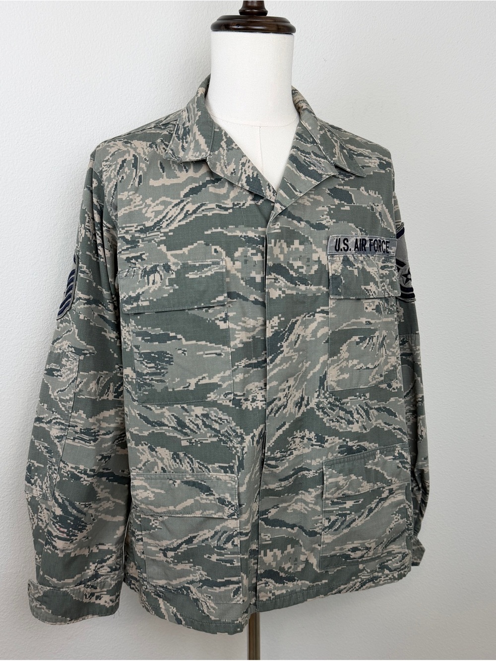 US Air Force ABU Utility Coat 44R Tiger Stripe Camo Senior Master Sergeant USAF